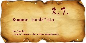 Kummer Terézia névjegykártya